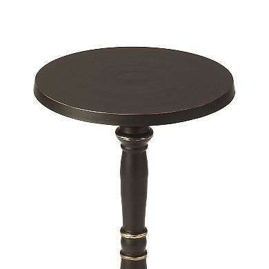HomeRoots 22" Black Aluminum Round Drink Size Pedestal End Table