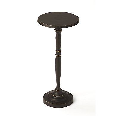 HomeRoots 22" Black Aluminum Round Drink Size Pedestal End Table