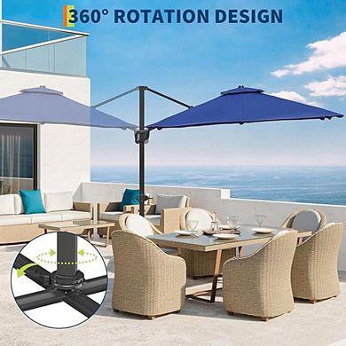 10 x 10 ft Large Cantilever Patio Umbrella, Outdoor Shade for Backyard Deck Pool Tanning