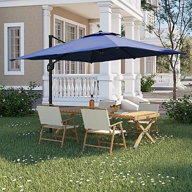 10 x 10 ft Large Cantilever Patio Umbrella, Outdoor Shade for Backyard Deck Pool Tanning