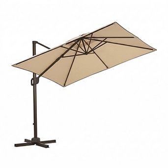 10 x 10 ft Large Cantilever Patio Umbrella, Outdoor Shade for Backyard Deck Pool Tanning
