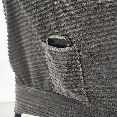 Lazy Chair with Ottoman Modern Lounge Accent Chair Armrests Side Pocket Grey