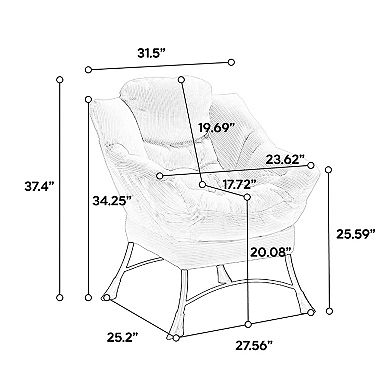 Lazy Chair with Ottoman Modern Lounge Accent Chair Armrests Side Pocket Grey