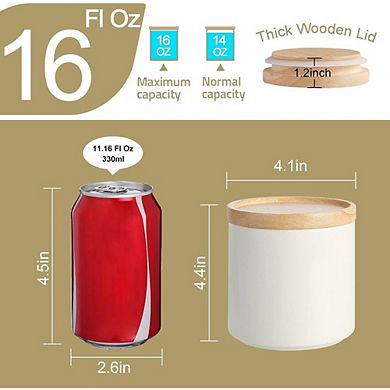 Stackable Ceramic Canister with Airtight Wooden Lid, Food Storage Jar