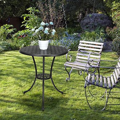Patio Bistro Table, Dinning Retro Table with 2 Inch Umbrella Hole, Outdoor Side Table