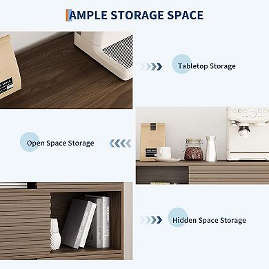 Modern Storage Cabinet, 43" Tall Wood Floor Cabinet, Adjustable Shelves for Living Room, Kitchen