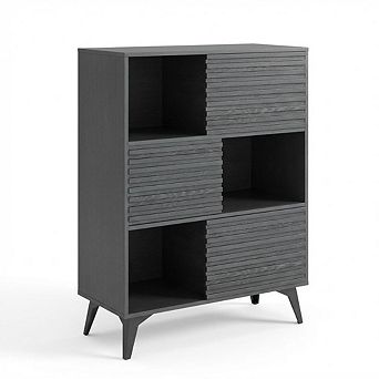 Modern Storage Cabinet, 43" Tall Wood Floor Cabinet, Adjustable Shelves for Living Room, Kitchen