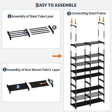 ANIXOL 8-Tier Metal and Non-Woven Fabric Shoe Storage Organizer