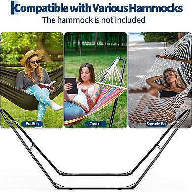 Universal Double Hammock Stand, 550lb Heavy Duty Frame Fits 9-14ft Hammocks for Outdoors