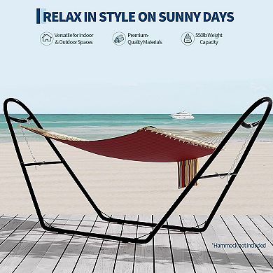 Universal Double Hammock Stand, 550lb Heavy Duty Frame Fits 9-14ft Hammocks for Outdoors