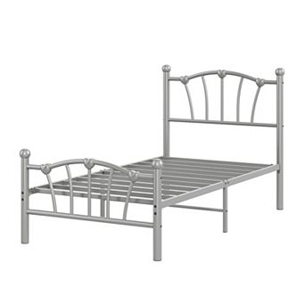 Metal Platform Bed Frame with Heart Headboard and Footboard for Kids