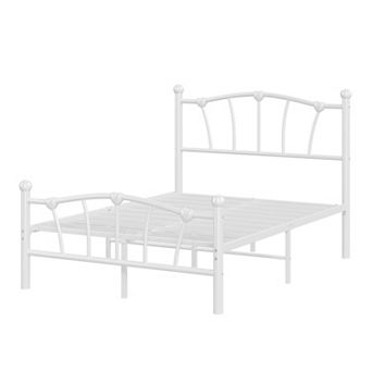 Metal Platform Bed Frame with Heart Headboard and Footboard for Kids