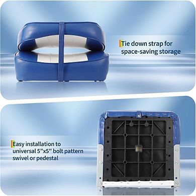 2 Pack Low Back Folding Boat Seats, Fishing Chairs with Thick Sponge Padding & Hinge