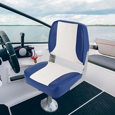 2 Pack Low Back Folding Boat Seats, Fishing Chairs with Thick Sponge Padding & Hinge
