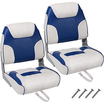 2 Pack Low Back Folding Boat Seats, Fishing Chairs with Thick Sponge Padding & Hinge