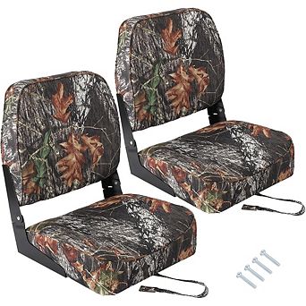 2 Pack Low Back Folding Boat Seats, Fishing Chairs with Thick Sponge Padding & Hinge