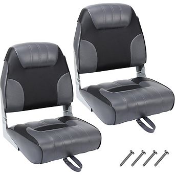 2 Pack Low Back Folding Boat Seats, Fishing Chairs with Thick Sponge Padding & Hinge