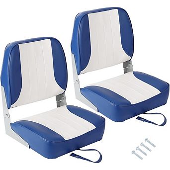 2 Pack Low Back Folding Boat Seats, Fishing Chairs with Thick Sponge Padding & Hinge