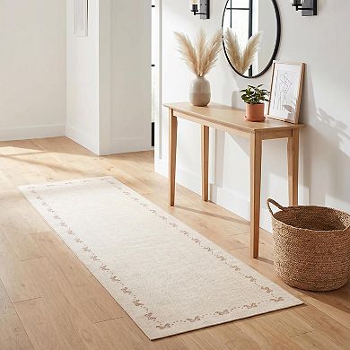 Fashionwu Modern Bow Border Rug for Living Room Solid Washable Non Slip Carpet Thin Soft Indoor Mat