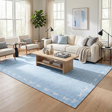Fashionwu Modern Bow Border Rug for Living Room Solid Washable Non Slip Carpet Thin Soft Indoor Mat