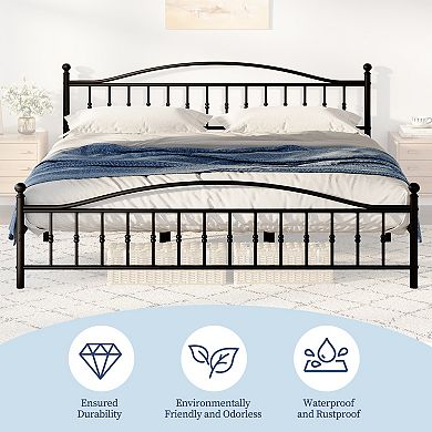Heavy Duty Metal Platform Bed Frame Organizer with Headboard Footboard Underbed Storage