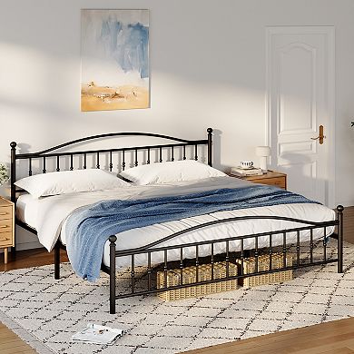 Heavy Duty Metal Platform Bed Frame Organizer with Headboard Footboard Underbed Storage