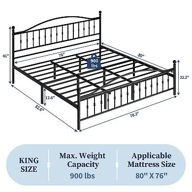 Heavy Duty Metal Platform Bed Frame Organizer with Headboard Footboard Underbed Storage