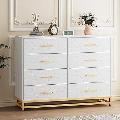 8 Drawer Dresser Chest Storage Cabinet Clothing Organizer Console for Bedroom