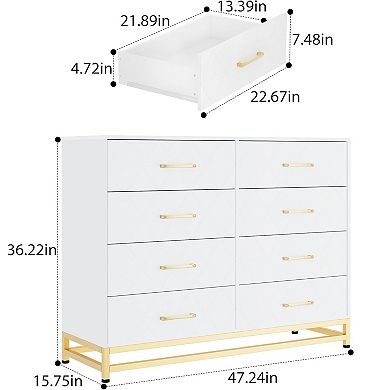 8 Drawer Dresser Chest Storage Cabinet Clothing Organizer Console for Bedroom