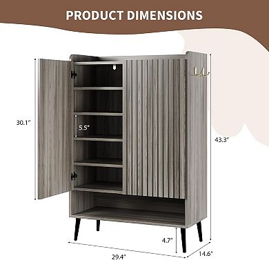 Freestanding Wooden Shoe Storage Cabinet Organizer for Entryway
