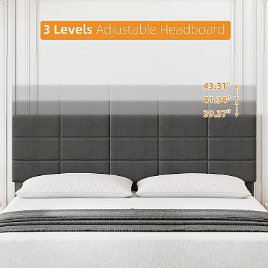 Upholstered Platform Bed Frame Mattress Foundation with Tufted Panel Headboard