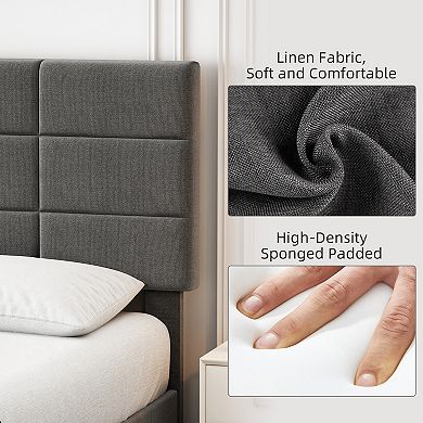 Upholstered Platform Bed Frame Mattress Foundation with Tufted Panel Headboard