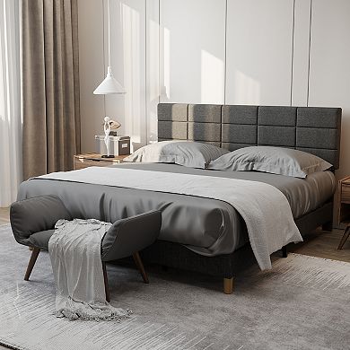 Upholstered Platform Bed Frame Mattress Foundation with Tufted Panel Headboard