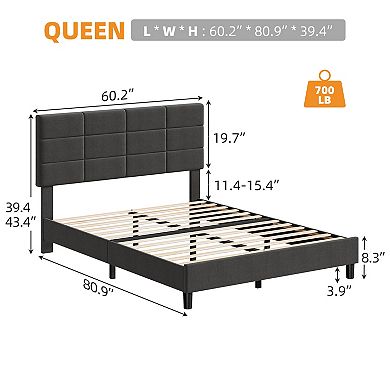 Upholstered Platform Bed Frame Mattress Foundation with Tufted Panel Headboard