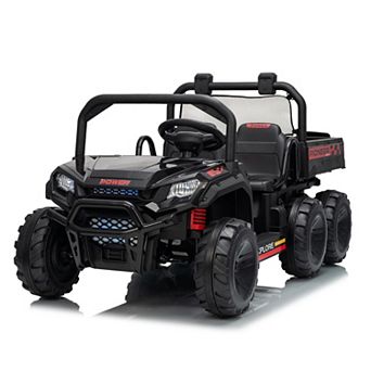 24V 4WD 2-Seater Kids Electric Ride-On Dump Truck Remote Control, All-Terrain Off-Road Vehicle Toy