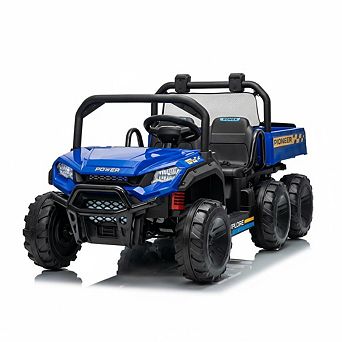 24V 4WD 2-Seater Kids Electric Ride-On Dump Truck Remote Control, All-Terrain Off-Road Vehicle Toy