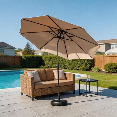 ANIXOL Crank Tilt Ventilated Polyester Fabric & Iron Patio Umbrella
