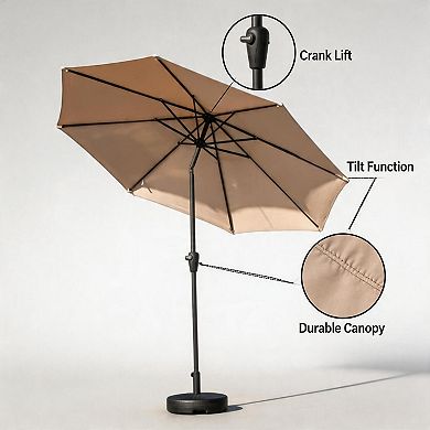 ANIXOL Crank Tilt Ventilated Polyester Fabric & Iron Patio Umbrella