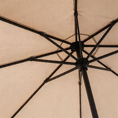 ANIXOL Crank Tilt Ventilated Polyester Fabric & Iron Patio Umbrella