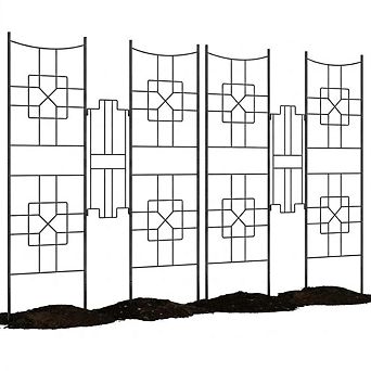 No Dig Dog Fence Outdoor Animal Barrier with Gate Decorative Garden Fence Panels for Yard