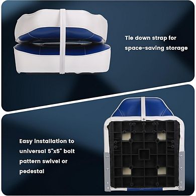 2 Pack High Back Folding Boat Seats, Fishing Chairs with Thick Sponge Padding, Fold-Down Design