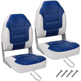 2 Pack High Back Folding Boat Seats, Fishing Chairs with Thick Sponge Padding, Fold-Down Design