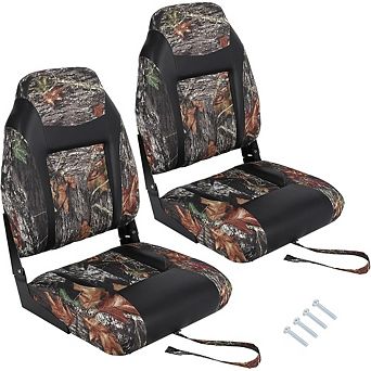 2 Pack High Back Folding Boat Seats, Fishing Chairs with Thick Sponge Padding, Fold-Down Design