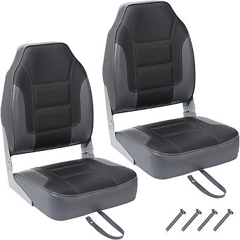 2 Pack High Back Folding Boat Seats, Fishing Chairs with Thick Sponge Padding, Fold-Down Design