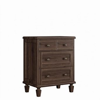 Vintage Wooden 4 Drawer Dresser Chest Storage Organizer Cabinet