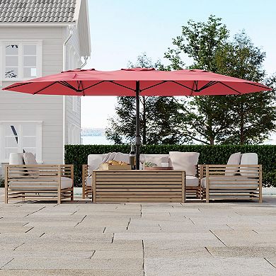 Double-sided rectangular pool umbrella, 15-foot large patio umbrella, without base