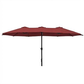 Double-sided rectangular pool umbrella, 15-foot large patio umbrella, without base