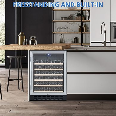 Single Zone Wine Fridge Refrigerator LED Touch Display Lockable Glass Door