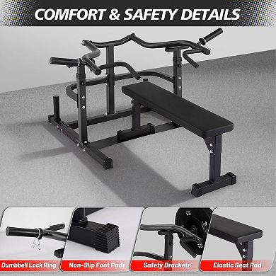 Heavy Duty Chest Press Machine Adjustable Flat Bench, Independent Converging Arms, Smooth Bearings