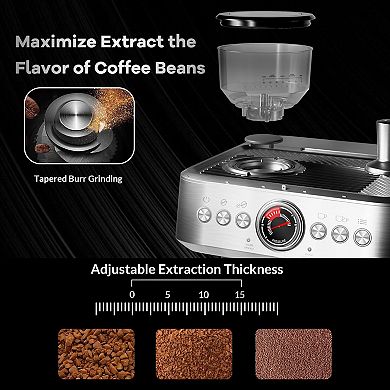 20 Bar Machine with Grinder and Steam Wand Professional Coffee Maker for Home